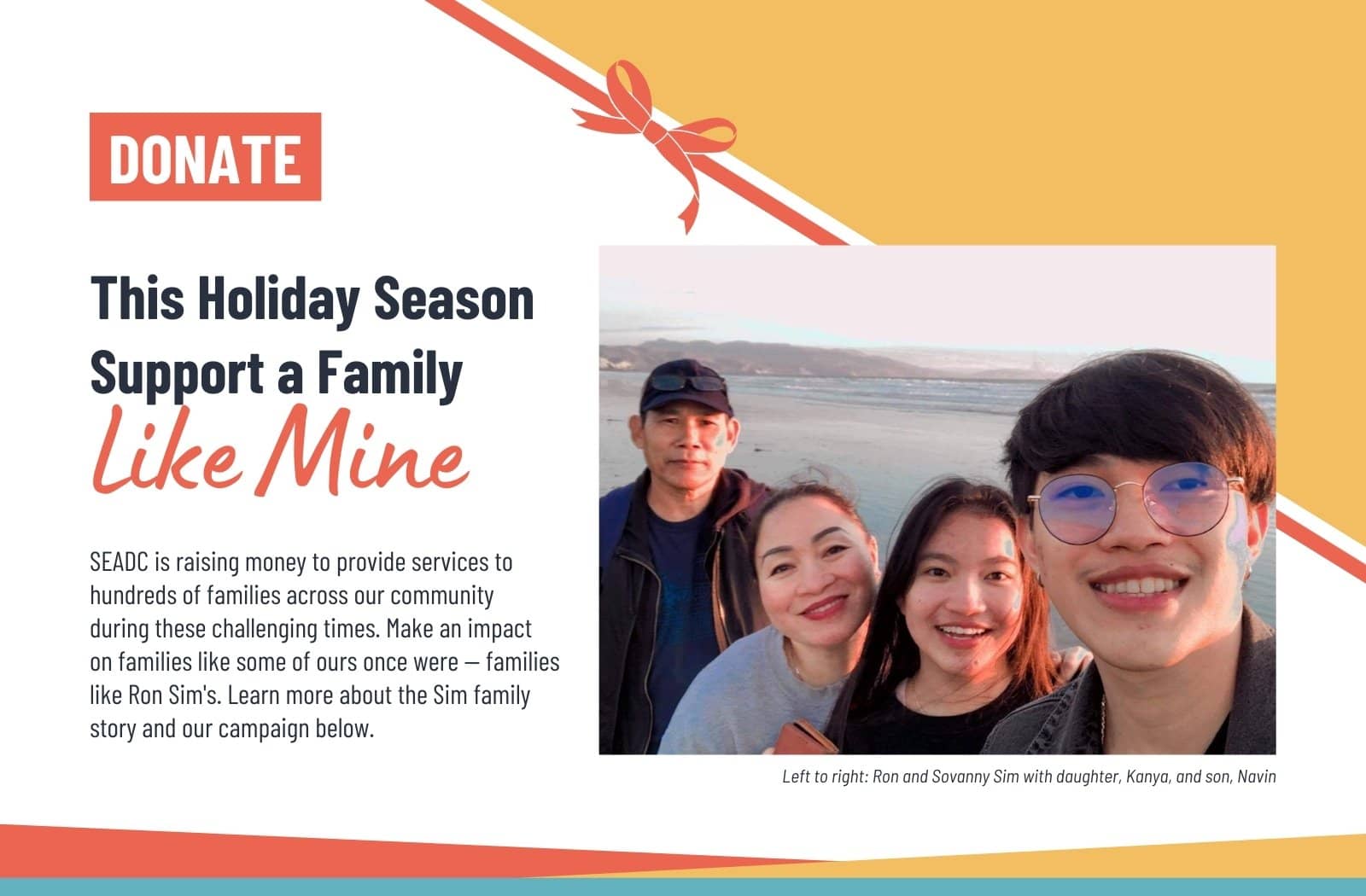 Southeast Asian family taking a selfie on the beach